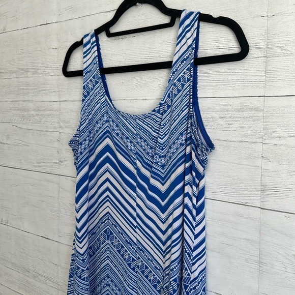 Glamour Blue Striped Pattern Maxi Dress | SIZE 10P - Picture 6 of 8